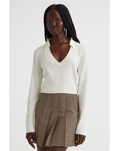 Топ с воротником в рубчик, бежевый H&m