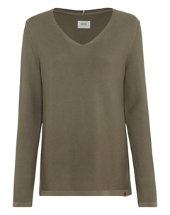 Свитер Feinstrick mit V Ausschnitt, цвет Olivgrün Camel active