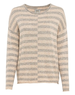 Свитер Strick mit Streifenmuster, цвет Grau-Beige Camel active