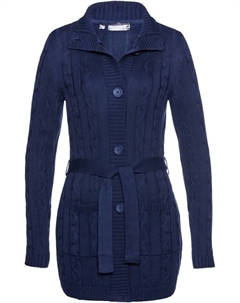 Длинный кардиган с узором «косы», синий Bpc selection