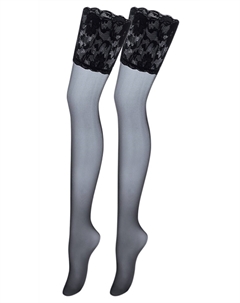 Чулки с задержкой, черно-белый Vivance