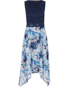 Шифоновое платье с кружевом, синий Bpc selection