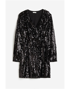 Платье Sequined Wrap, черный H&m
