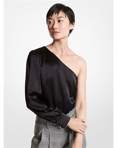 Атласный топ на одно плечо, черный Michael kors