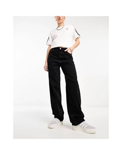 Джинсы Rail Mid Waist Loose Fit Straight Leg, черный Weekday