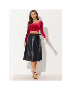 Женский бархатный однотонный укороченный топ с длинными рукавами и открытыми плечами, фиолетовый Allegra k