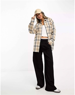 Оксфордская рубашка в светло-коричневую клетку Asos