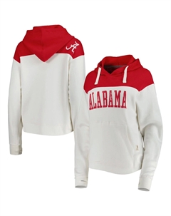 Женский пуловер с капюшоном и кокеткой Pressbox White/Crimson Alabama Crimson Tide Chicago 2-Hit Unbranded