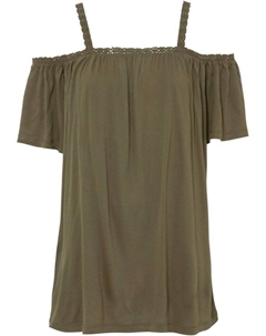 Рубашка с открытыми плечами и кружевной отделкой, зеленый Rainbow