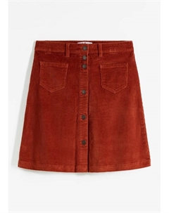 Юбка из эластичного вельвета с планкой на пуговицах, коричневый John baner jeanswear