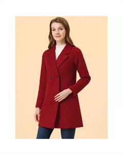 Женское двубортное пальто средней длины с лацканами реглан и длинными рукавами, фиолетовый Allegra k