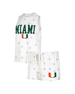 Женский спортивный кремовый комплект Concepts Sport Miami Hurricanes Agenda Stars, комплект для сна на бретелях и шортах Unbranded