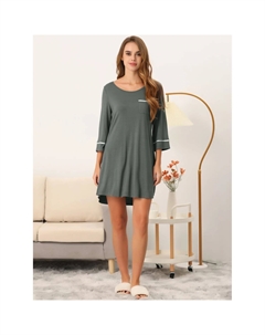 Женская пижама с круглым вырезом и длинными рукавами, мягкое женское платье для отдыха, фиолетовый Allegra k