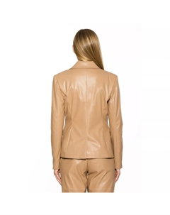 Женский классический двубортный пиджак из искусственной кожи , темно-зеленый Alexia admor