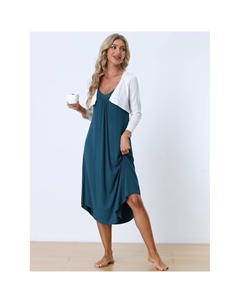 Женская пижама с V-образным вырезом, мягкая ночная рубашка, эластичное платье на бретельках для отдыха, фиолетовый Allegra k