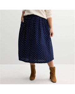 Полированная юбка без застежки спереди больших размеров, цвет Navy Classic Croft & barrow