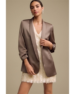 Атласный свободный блейзер с присборенными рукавами, зеленый Next