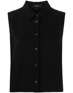 Рубашка без рукавов с заостренным воротником, черный Theory