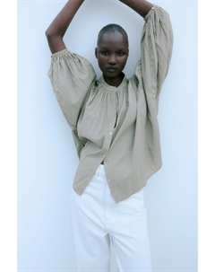 Блузка с объемными рукавами, зеленый H&m