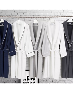 Linum Текстиль для дома Вафельный махровый халат, темно-серый Linum home textiles