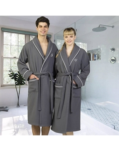 Домашний текстиль Linum, турецкий хлопок, персонализированный атласный халат с окантовкой, вафельный серый махровый халат Linum home textiles