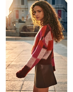 Мини юбка из искусственной кожи, бургундия Next