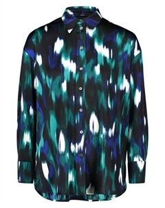 Блуза Satinbluse mit Hemdblusenkragen, цвет BlackGreen Zero