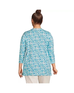 Хлопковая туника свободного кроя с круглым вырезом больших размеров Supima, белый Lands' end