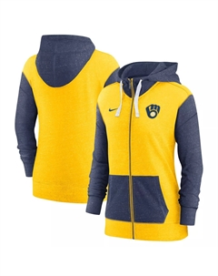 Женская худи с молнией во всю длину Gold Milwaukee Brewers Nike