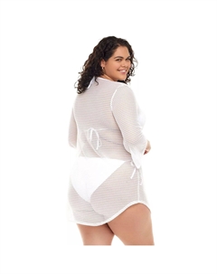 Купальная туника больших размеров с рукавами-колокольчиками, черный Jordan taylor