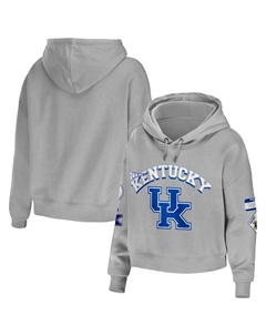 Женская одежда WEAR by Erin Andrews Серый укороченный пуловер с капюшоном в смешанной технике Kentucky Wildcats Unbranded