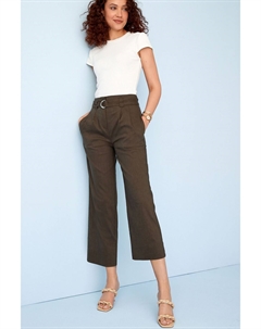 Брюки длиной до щиколотки с ремнем и D-образной пряжкой, зеленый Next