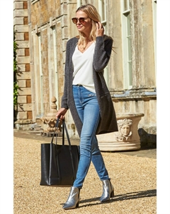 Удлиненный кардиган с карманом на молнии, серый Sosandar