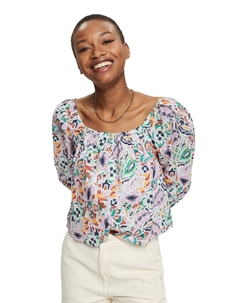 Зеленая короткая блузка с цветочным принтом, зеленый Esprit