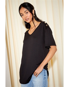 Туника с короткими рукавами и V-образным вырезом, черный Friends like these