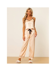 Женские летние подтяжки, мягкие пижамы из ледяного шелка, домашняя одежда, комплект из трех предметов, розовый Cheibear