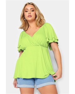 Ограниченный многослойный топ и рукавами, зеленый Yours