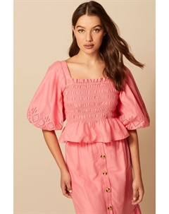 Хлопковый топ с рюшами и декоративное платье-рубашка, розовый Next