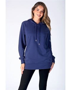 Длинное худи темно-синего цвета с логотипом, синий Pineapple