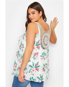 Блуза без рукавов с связанной крючком спинкой, белый Yours