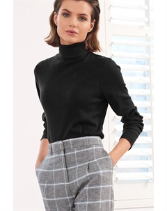 Рубчатый топ с длинными рукавами и водолазкой, черный Next