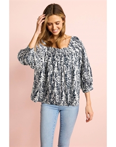 Топ Off The с квадратным вырезом и длинными рукавами, синий Next