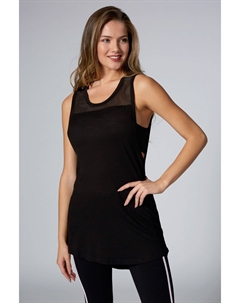 Черная футболка без рукавов удлиненного кроя и сеткой, черный Pineapple