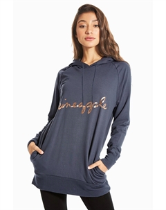 Длинная толстовка с капюшоном с надписью, серый Pineapple