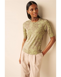 Трикотажный топ с короткими рукавами и вышивкой стразами, серый Next