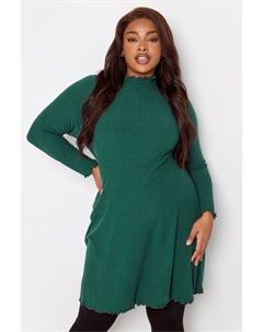 Туника с длинными рукавами и волнистой отделкой, зеленый Yours