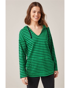 Полосатое пончо с капюшоном и короткими рукавами, черный Next