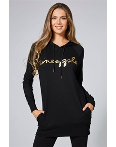 Длинная толстовка с капюшоном с надписью, черный Pineapple