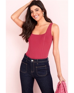 Вязаная блузка с квадратным вырезом и корсетом, розовый Next
