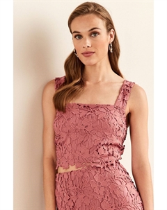 Кружевная блузка без рукавов с завязкой сзади, розовый Next